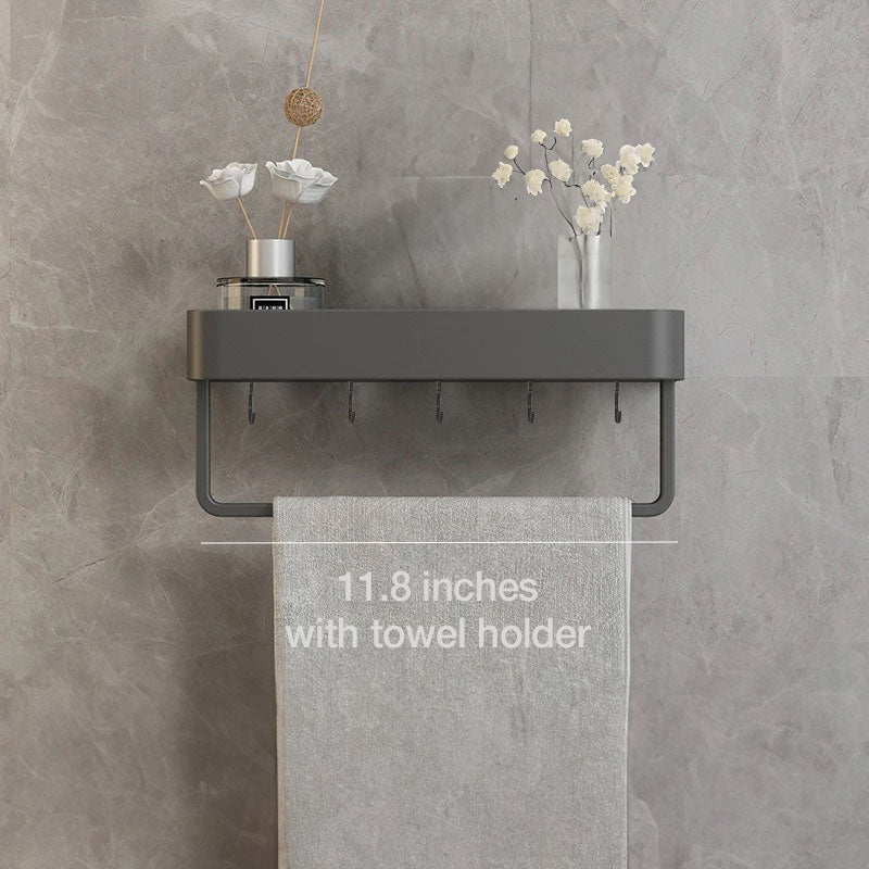 Self-Adhesive Bathroom Shelf with Towel Holder – No Drilling