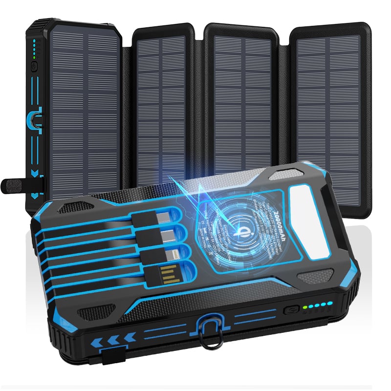 20000mAh Solar Power Bank with Wireless Charging