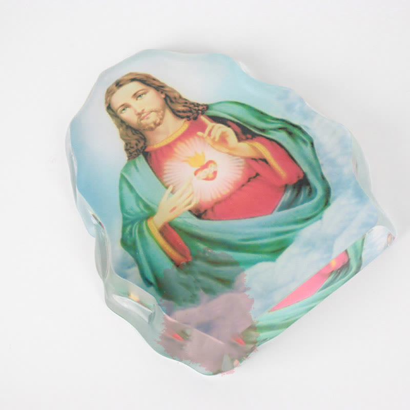 White Crystal Jesus Sacred Heart Desktop Ornament