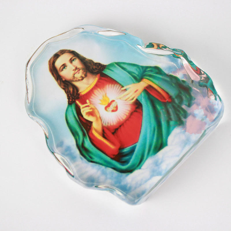 White Crystal Jesus Sacred Heart Desktop Ornament