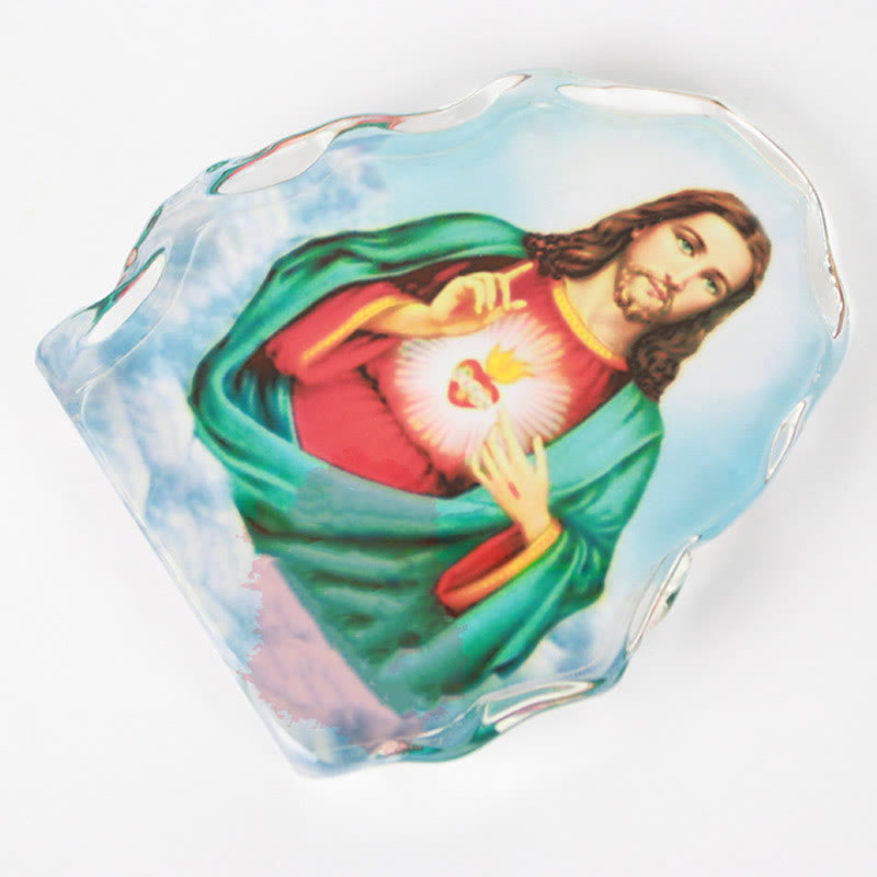 White Crystal Jesus Sacred Heart Desktop Ornament