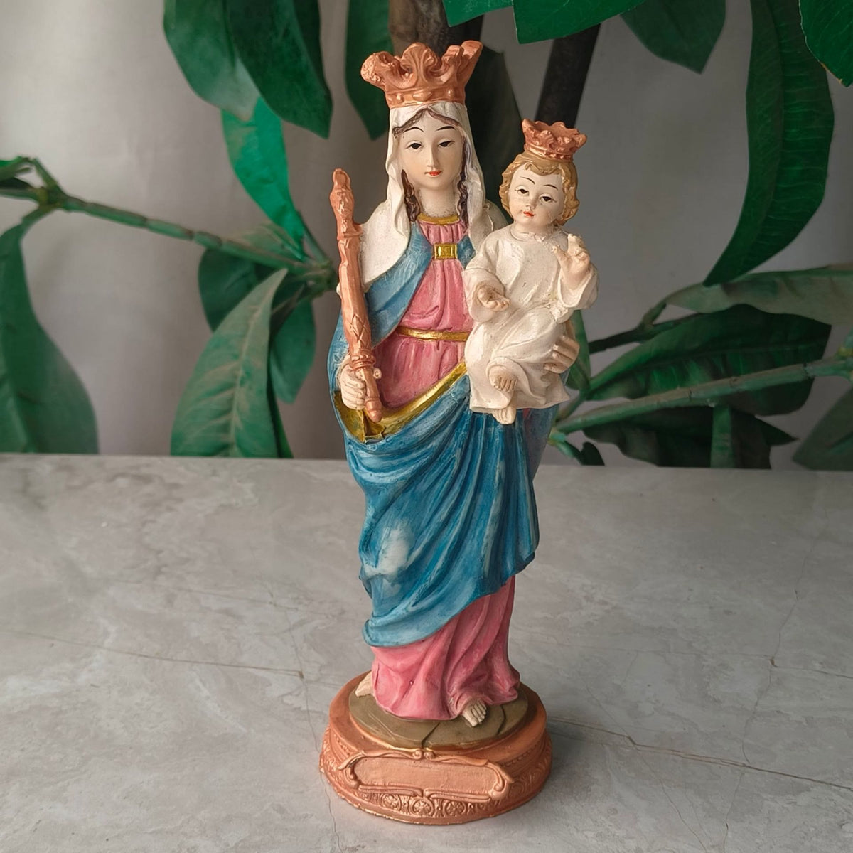 Madonna and Child Resin Ornament – Sacred Faith Desktop Decor