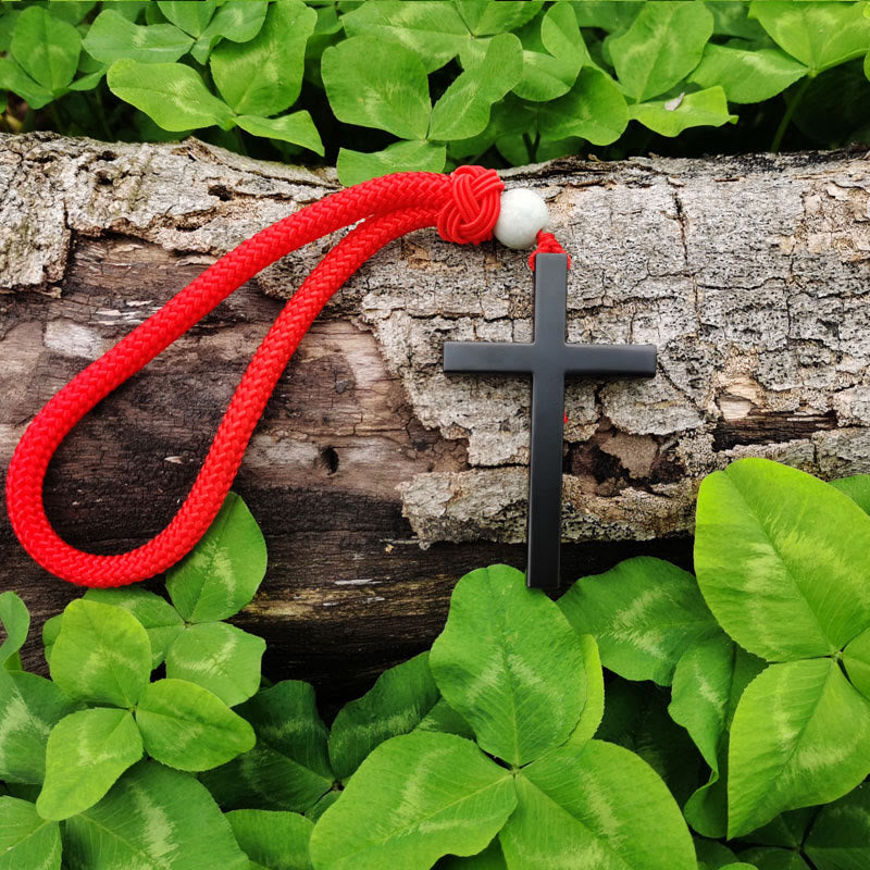Tri-Color Cross Car Pendant – Steel Spiritual Hanging Ornament