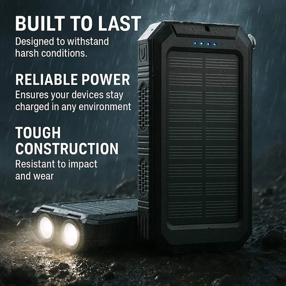 Solar Power Bank 500000mAh Waterproof Dual USB Portable Charger