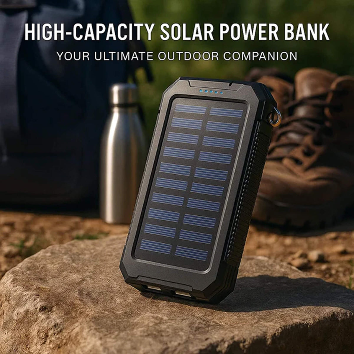 Solar Power Bank 500000mAh Waterproof Dual USB Portable Charger