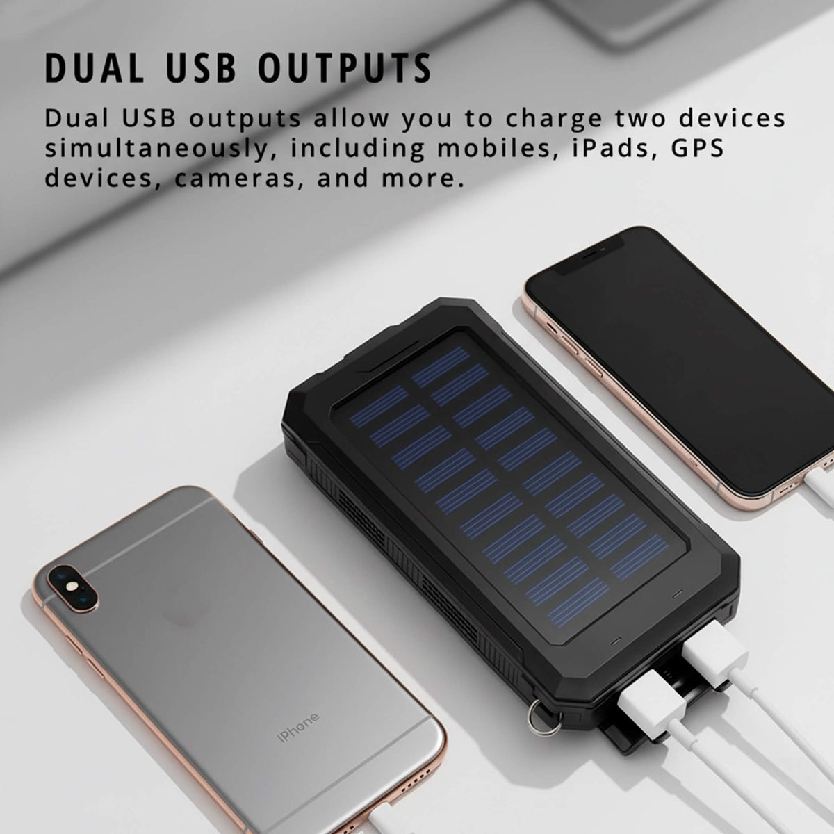 Solar Power Bank 500000mAh Waterproof Dual USB Portable Charger