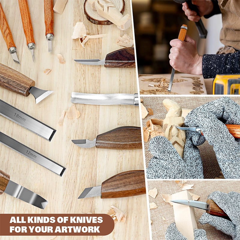 Wood Carving Kit for Beginners – 12-Piece Starter Set with Tools