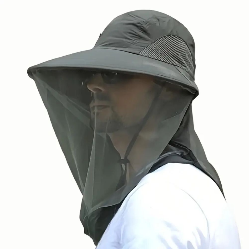 UV Protection Wide Brim Hat with Mosquito Mesh – Breathable Outdoor