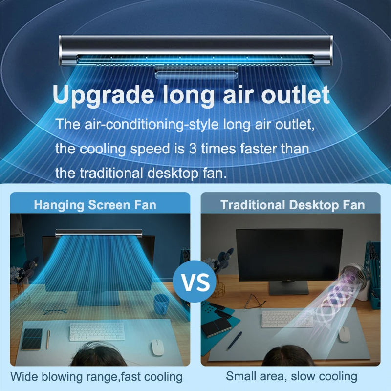USB Bladeless Desktop Fan with Monitor Mount