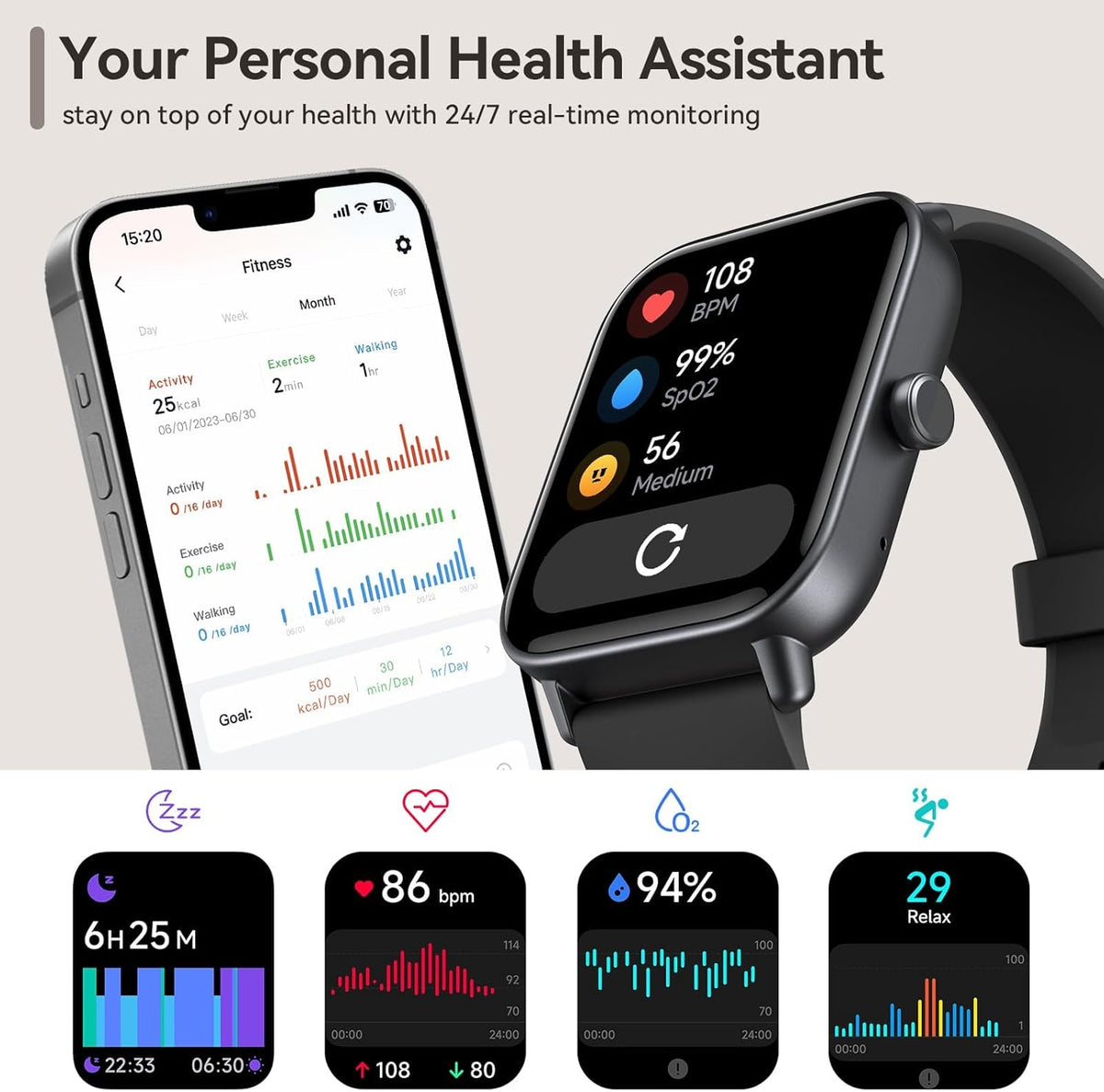 Smart Watch 1.8" HD Display – Fitness Tracker with GPS