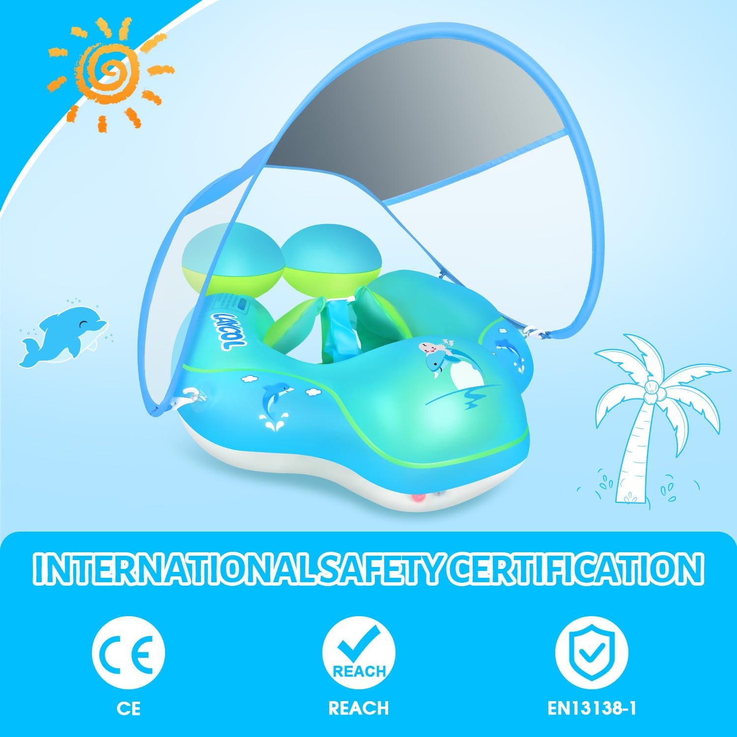 Baby Swim Float with UPF50+ Canopy – Safe Water Learning