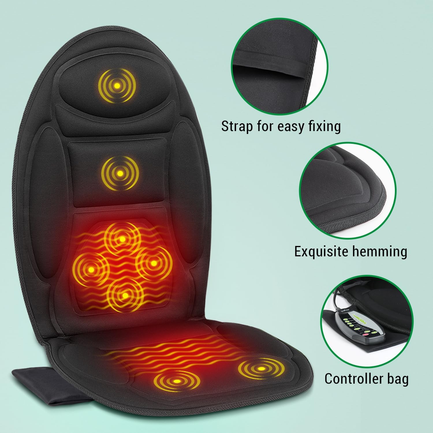 Massage Seat Cushion with Heat – 8 Vibration Nodes