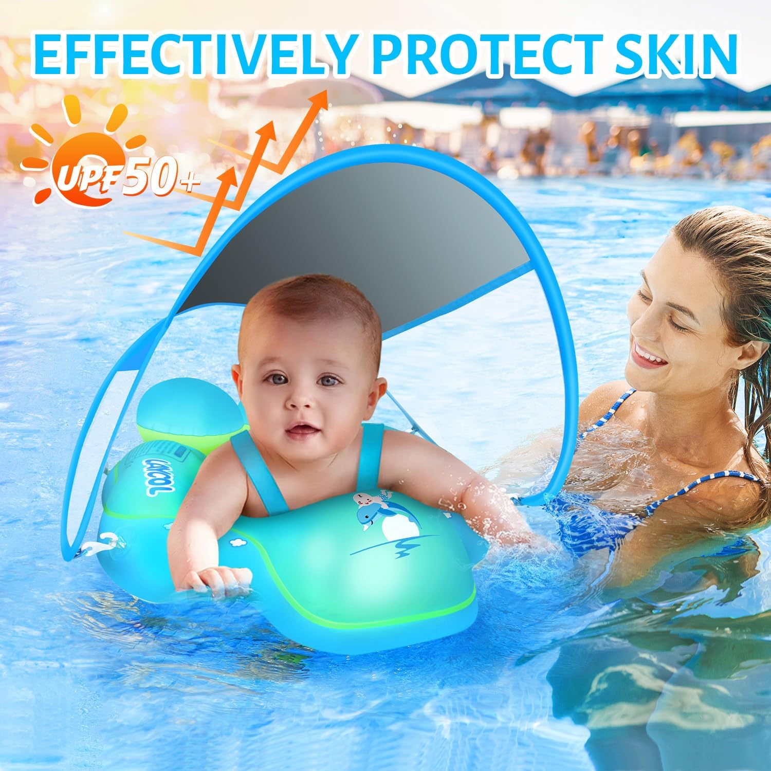 Baby Swim Float with UPF50+ Canopy – Safe Water Learning