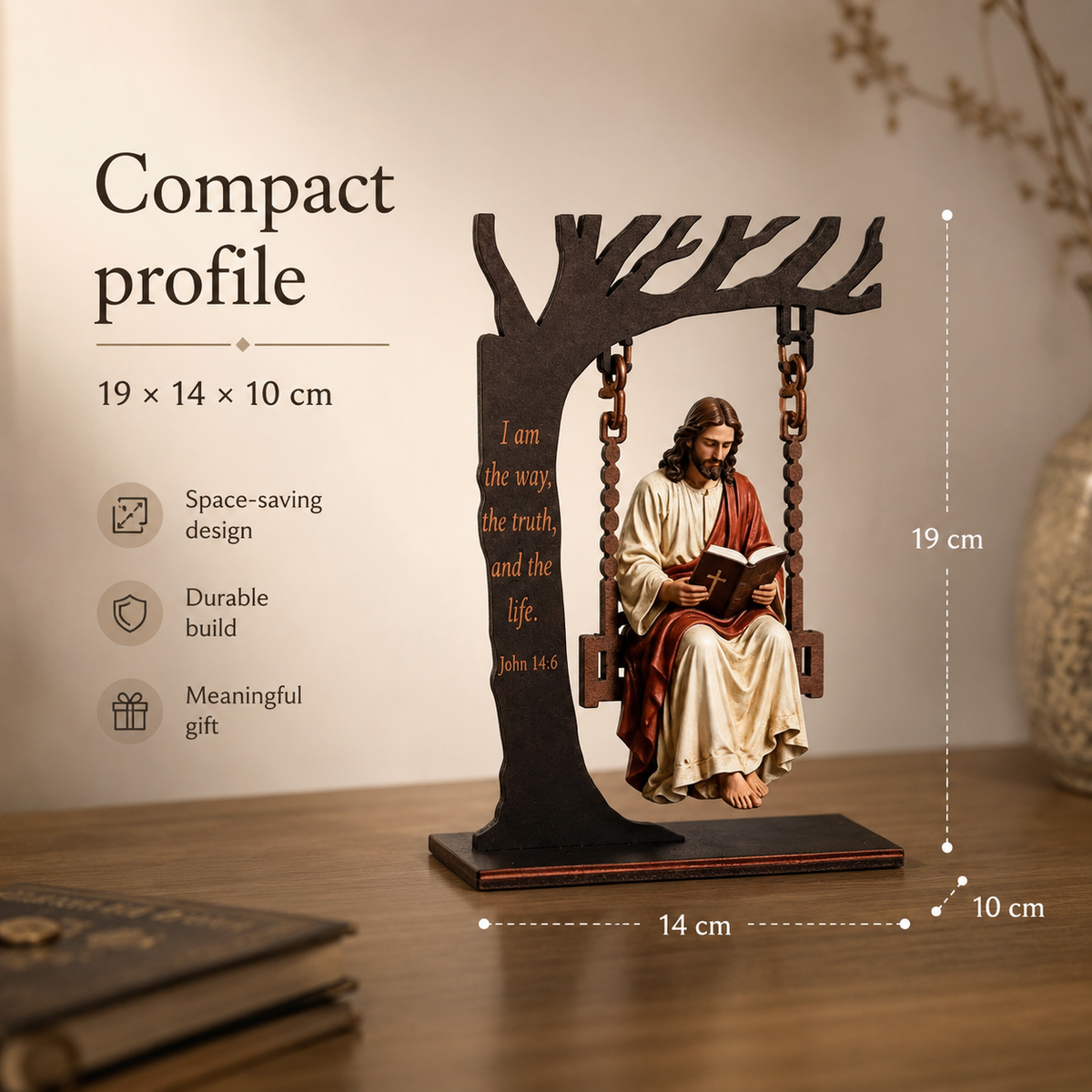Jesus Swing Ornament – Wooden Religious Home Decor