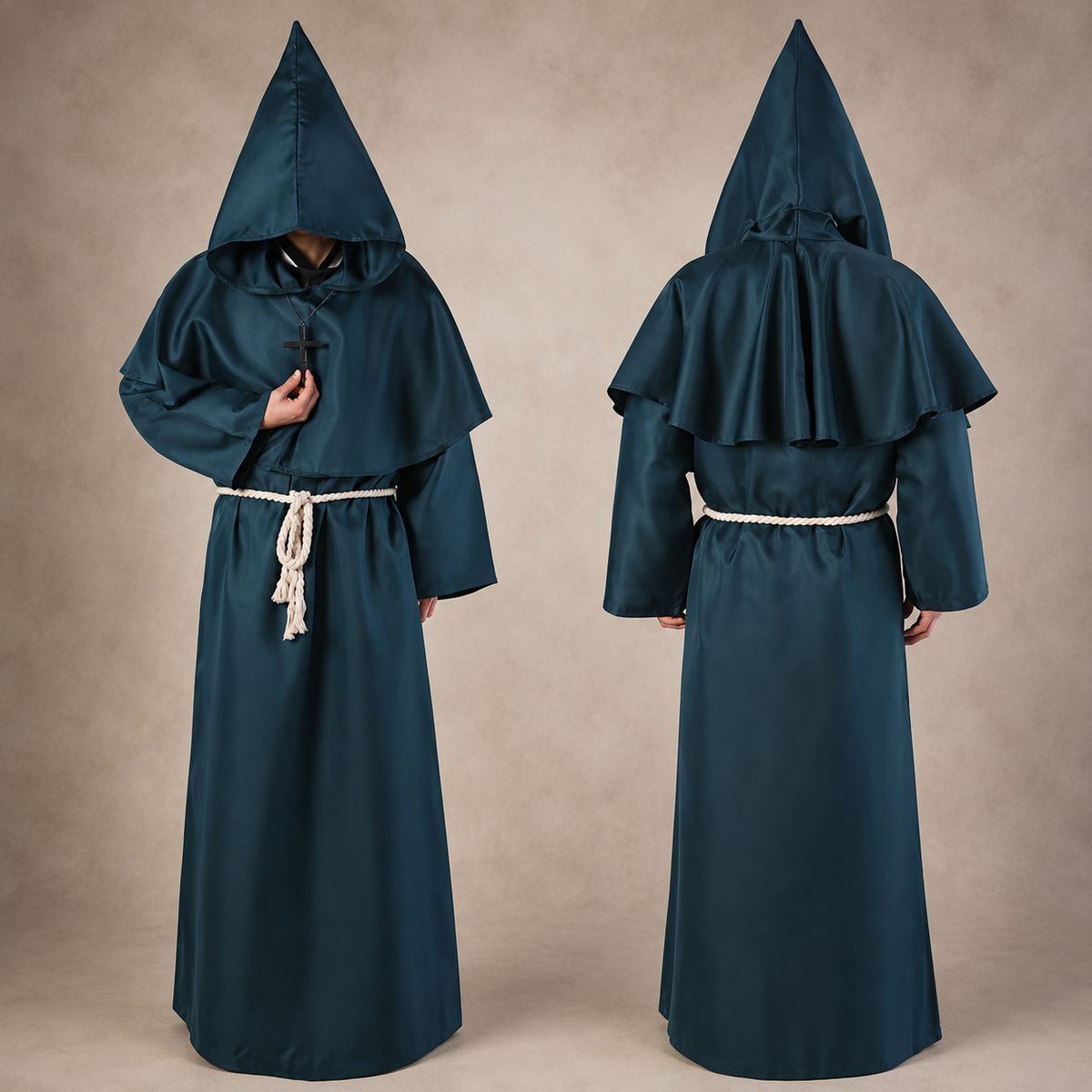 Women's Classic Nun Robe Costume – Full-Length Black & White