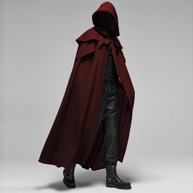 Cotton Blend Hooded Cape – Long Gothic Costume Cloak