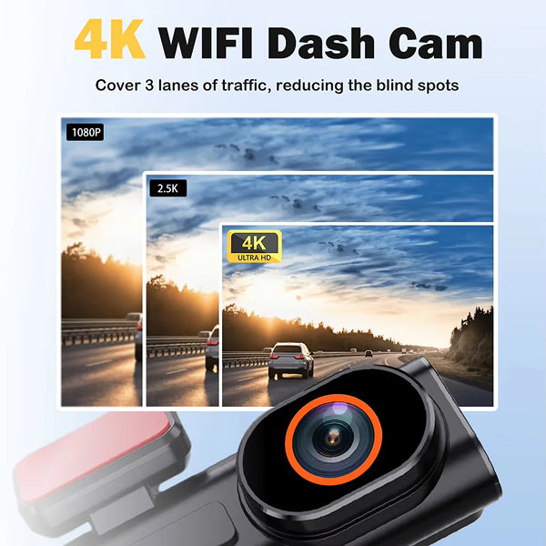 4K Wireless Dash Cam Front and Rear – Full HD Car Security