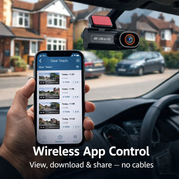 4K Wireless Dash Cam Front and Rear – Full HD Car Security