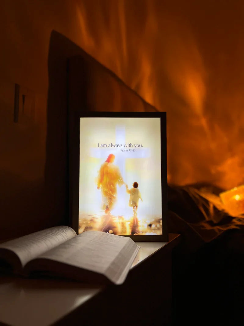 Jesus Lamp with Hand-Painted Artwork & Adjustable LED Lights