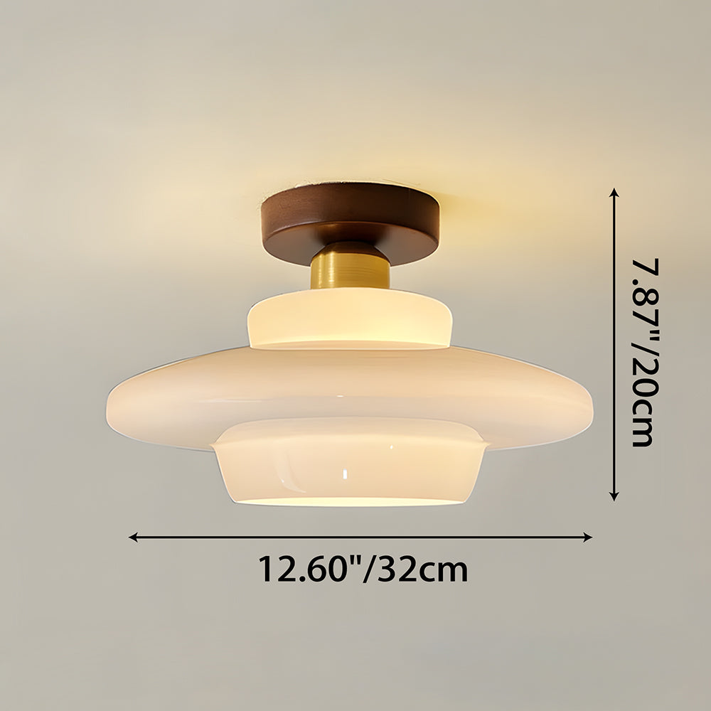 Walnut Wood Ceiling Light Scandinavian Glass E27