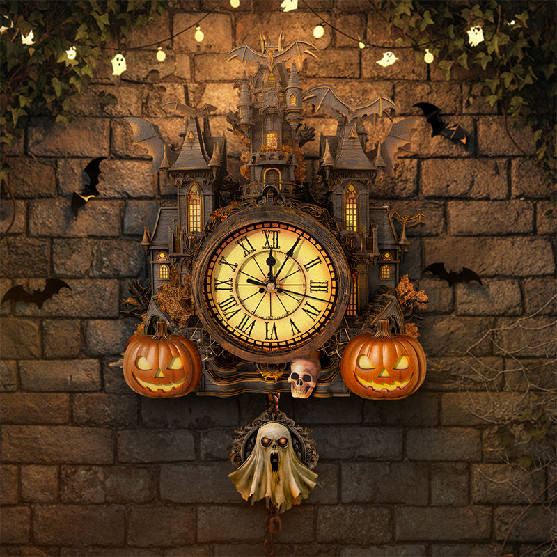Halloween 3D Puzzle Clock – Wooden Castle Decoration