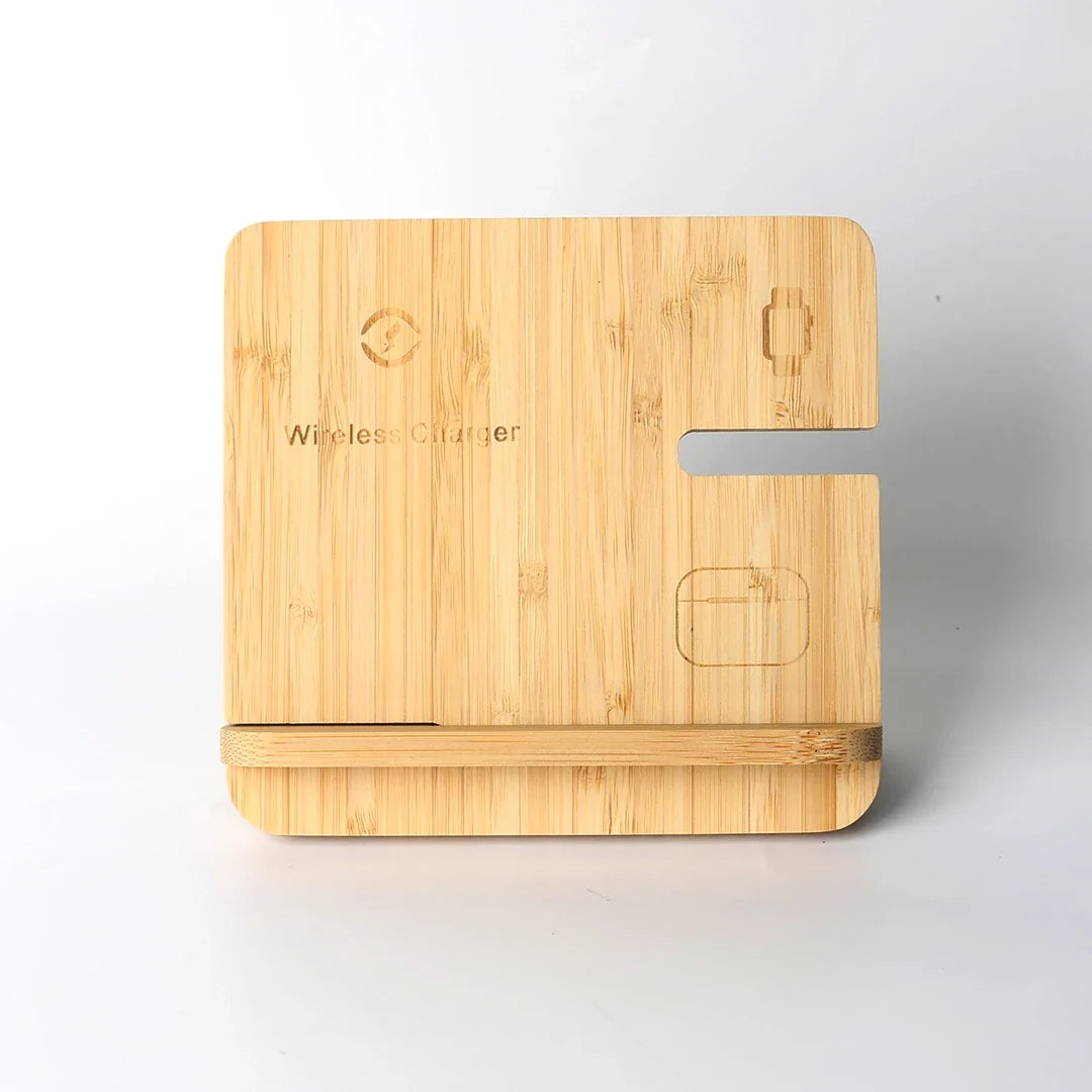 Bamboo Wireless Charging Station 3-in-1 for iPhone, Apple Watch & AirPods