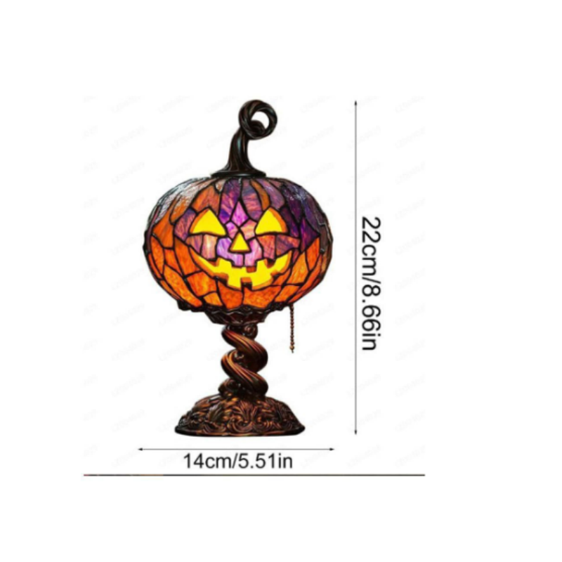 Stained Glass Halloween Pumpkin Table Lamp – USB Powered