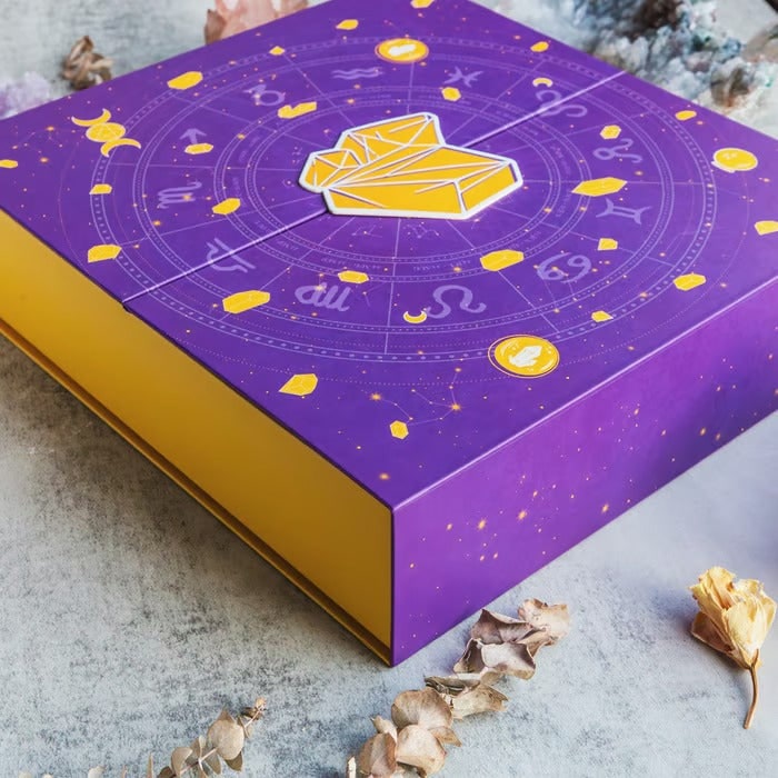 Crystal Advent Calendar 24 Compartments Purple Gold Countdown Box
