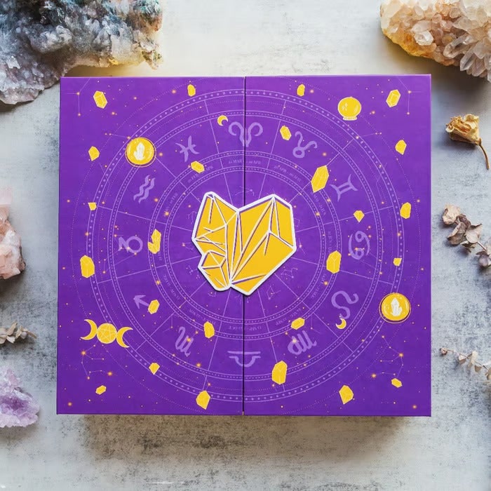 Crystal Advent Calendar 24 Compartments Purple Gold Countdown Box