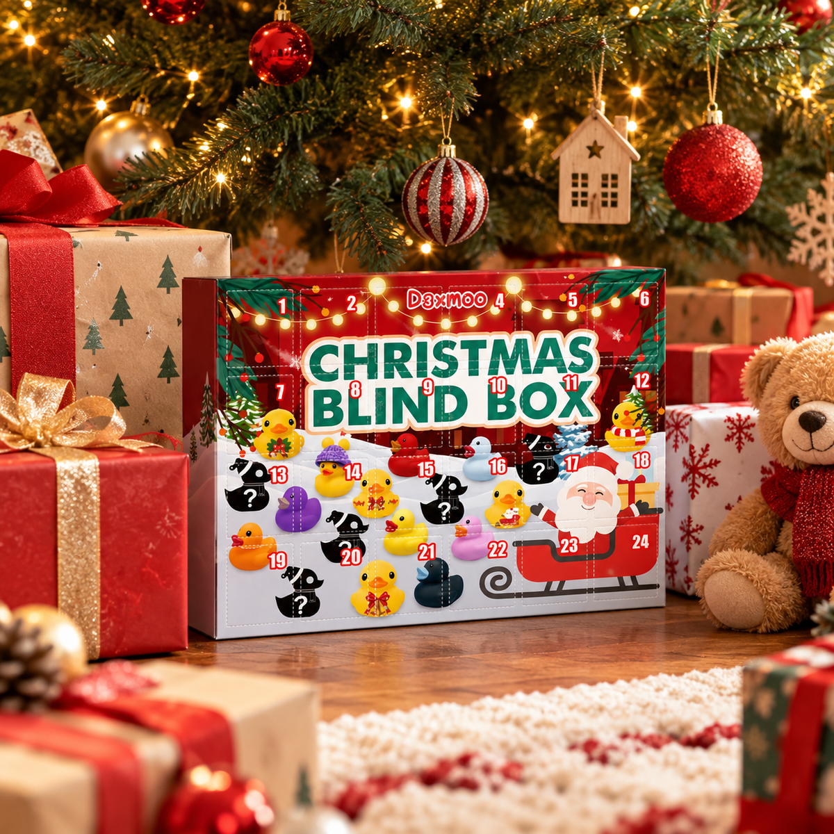 Kids' Advent Calendar with 24 Rubber Animals – Christmas Countdown