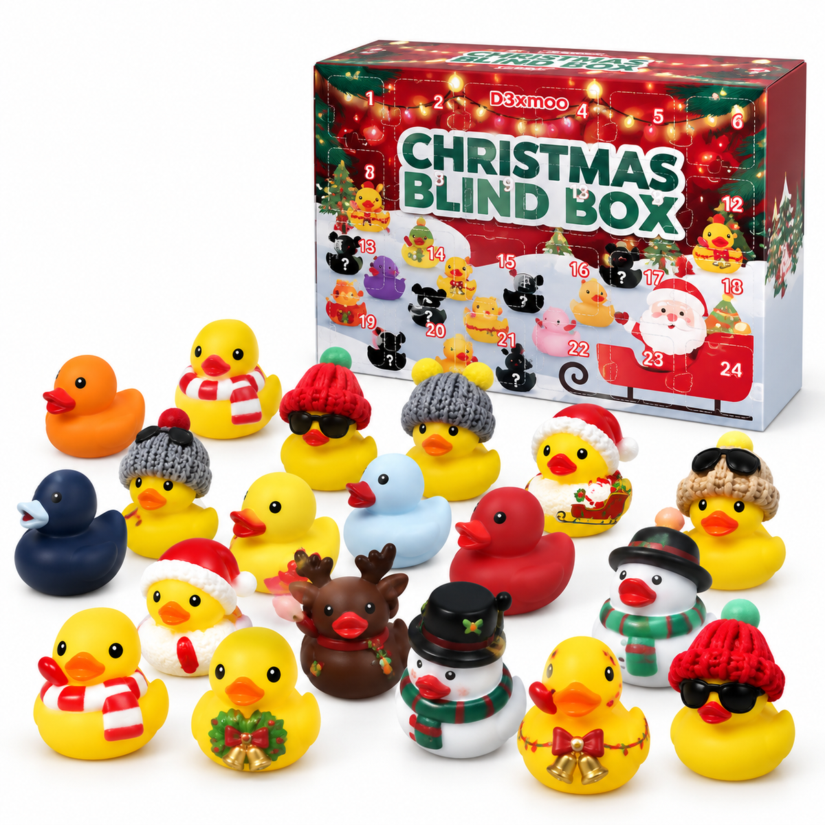 Kids' Advent Calendar with 24 Rubber Animals – Christmas Countdown