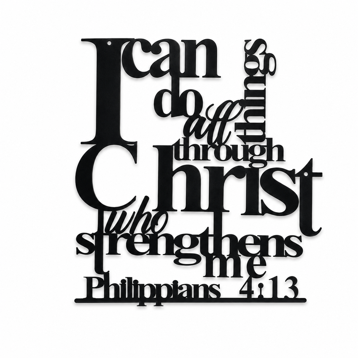 Black Metal Wall Art – I Can Do All Things Scripture Decor