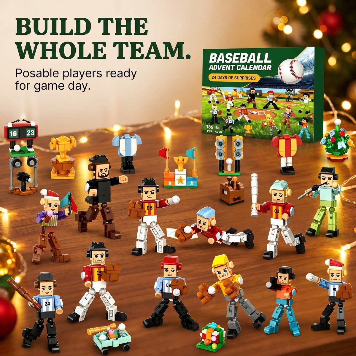 Baseball Advent Calendar – 786-Piece Build Team with Players and Ballpark