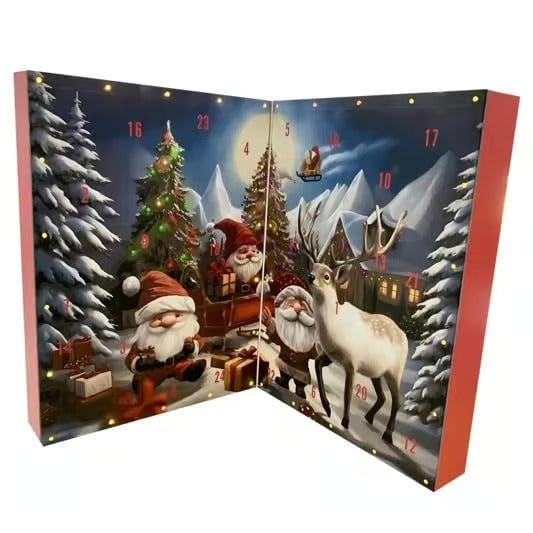 24 Handcrafted Gnome Advent Calendar with Lights & Music