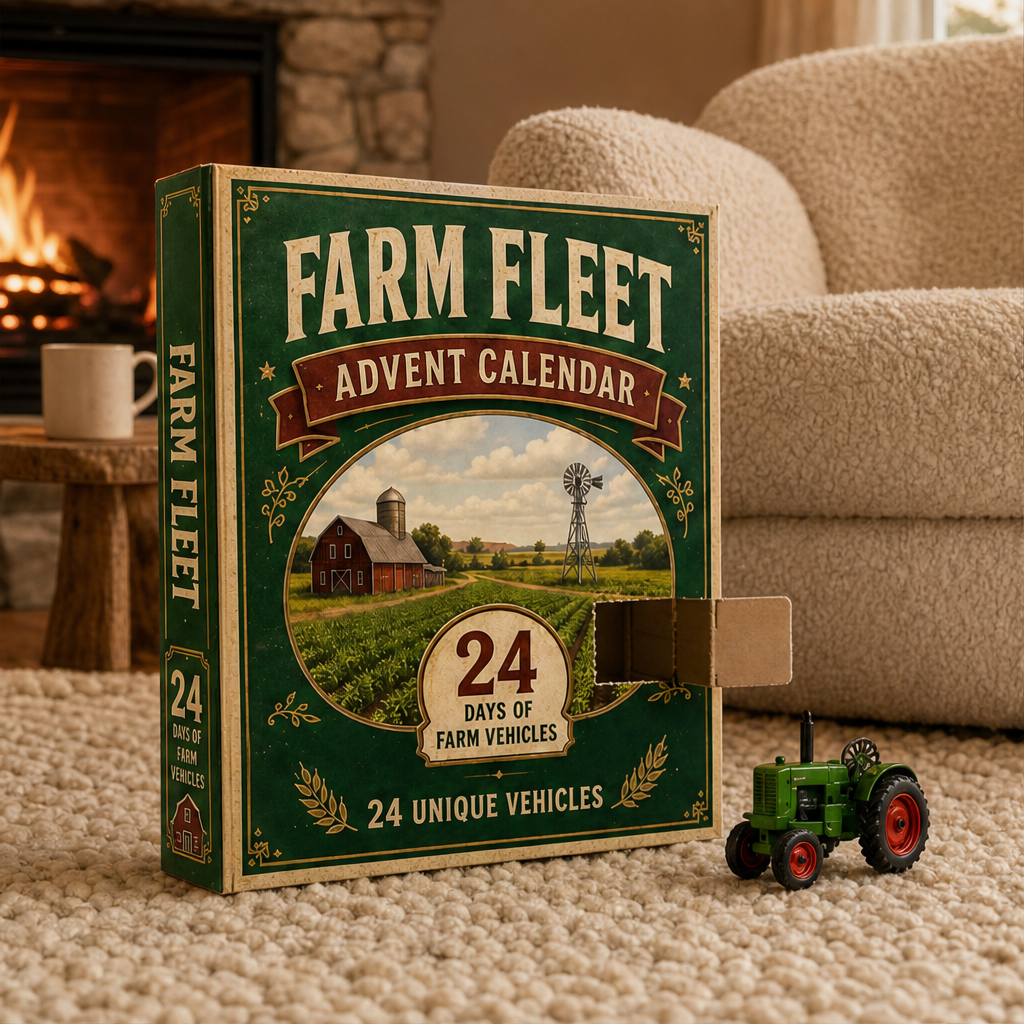 24-Day Farm Vehicle Advent Calendar with Toy Tractors & Harvesters