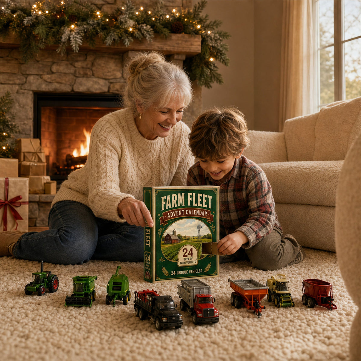 24-Day Farm Vehicle Advent Calendar with Toy Tractors & Harvesters