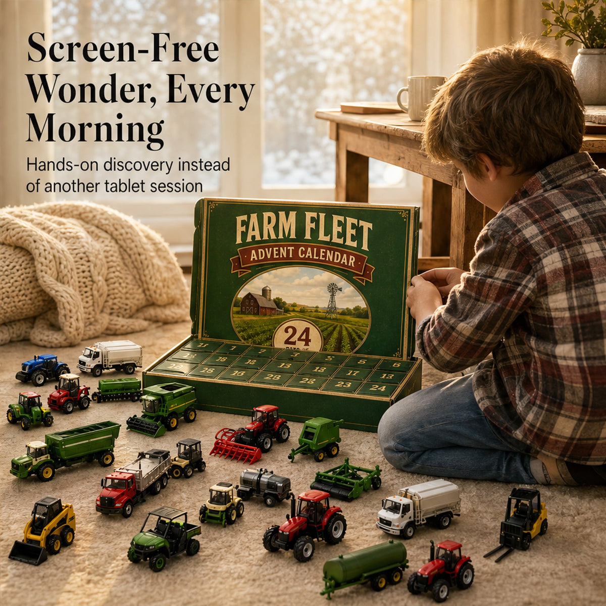 24-Day Farm Vehicle Advent Calendar with Toy Tractors & Harvesters