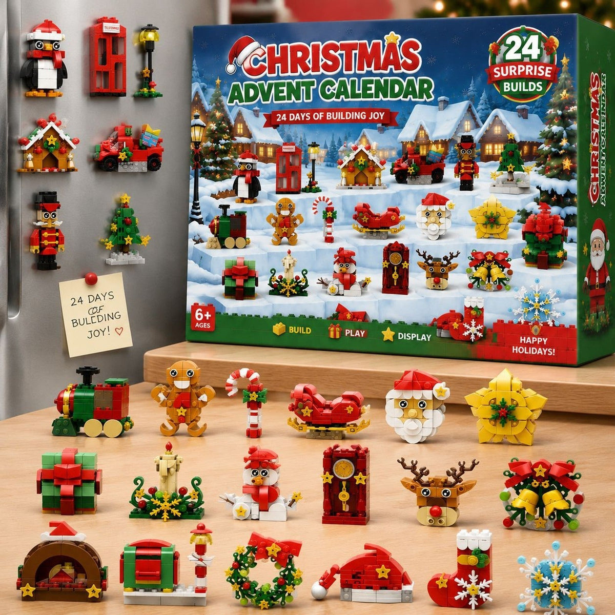 Christmas Advent Calendar Brick Magnets – 24 Daily Builds for Fridge Decor