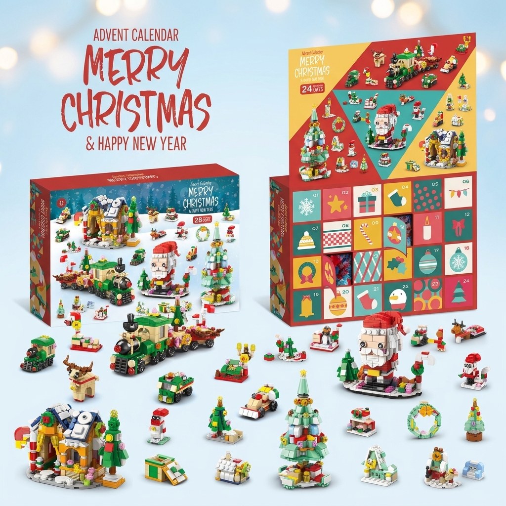 Christmas Village Advent Calendar – 28 Builds 6-in-1 Brick Set