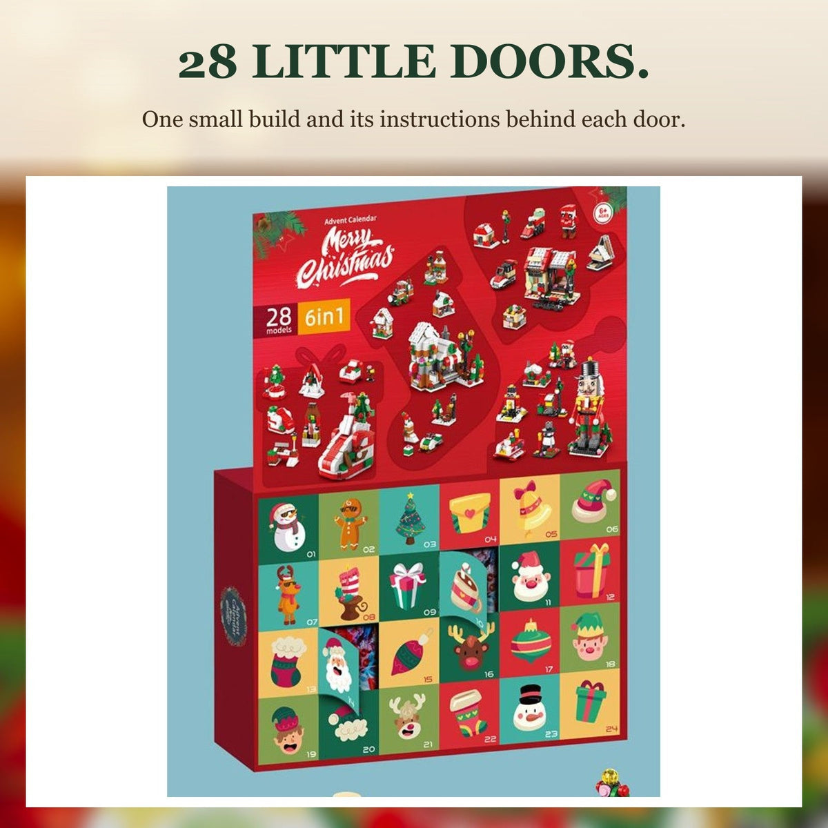 Christmas Village Advent Calendar – 28 Builds 6-in-1 Brick Set