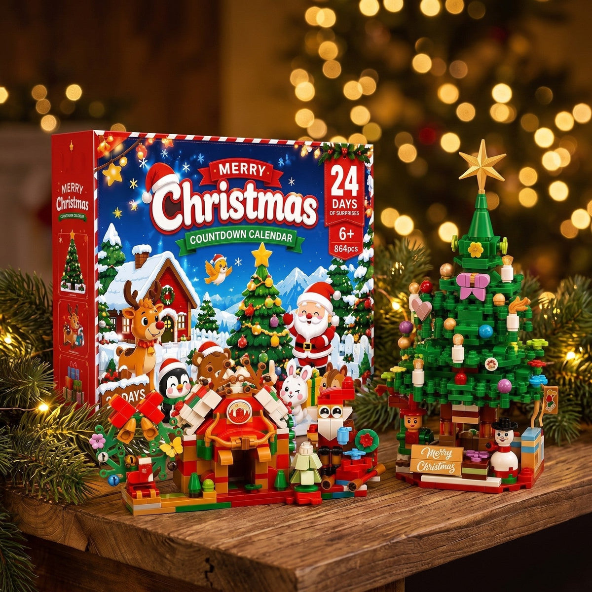Christmas Village Brick Advent Calendar – 864 Piece Building Set