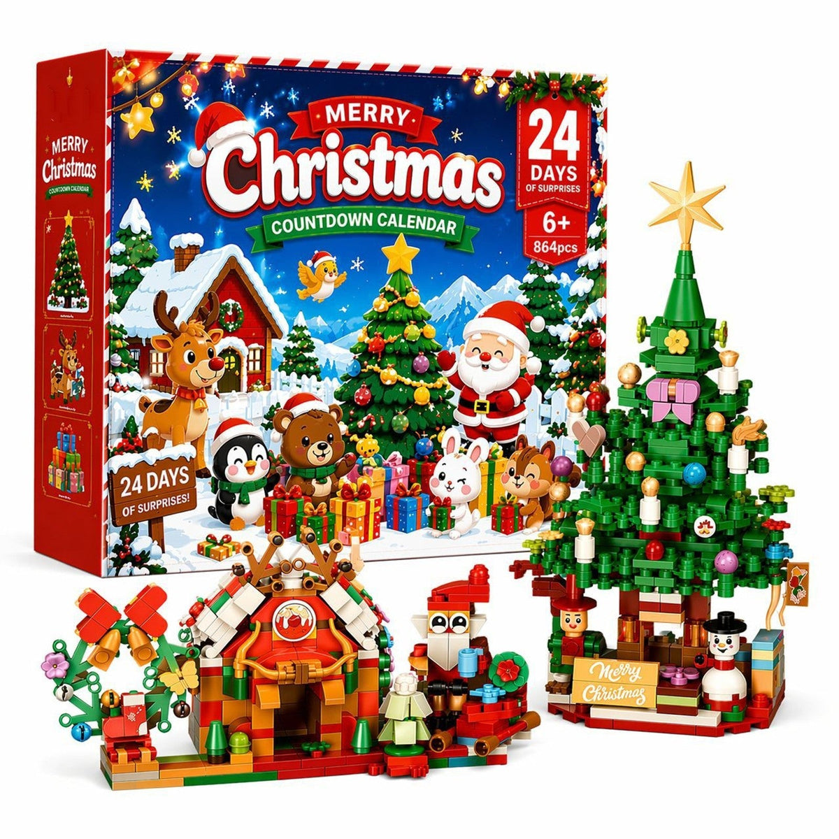 Christmas Village Brick Advent Calendar – 864 Piece Building Set