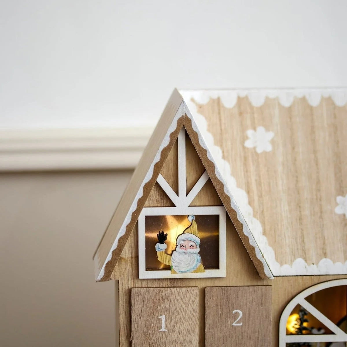 Wooden Advent Calendar with 24 Compartments and LED Lights