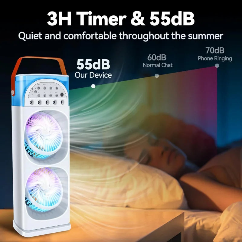 Portable Air Conditioner with Humidifier & LED Light