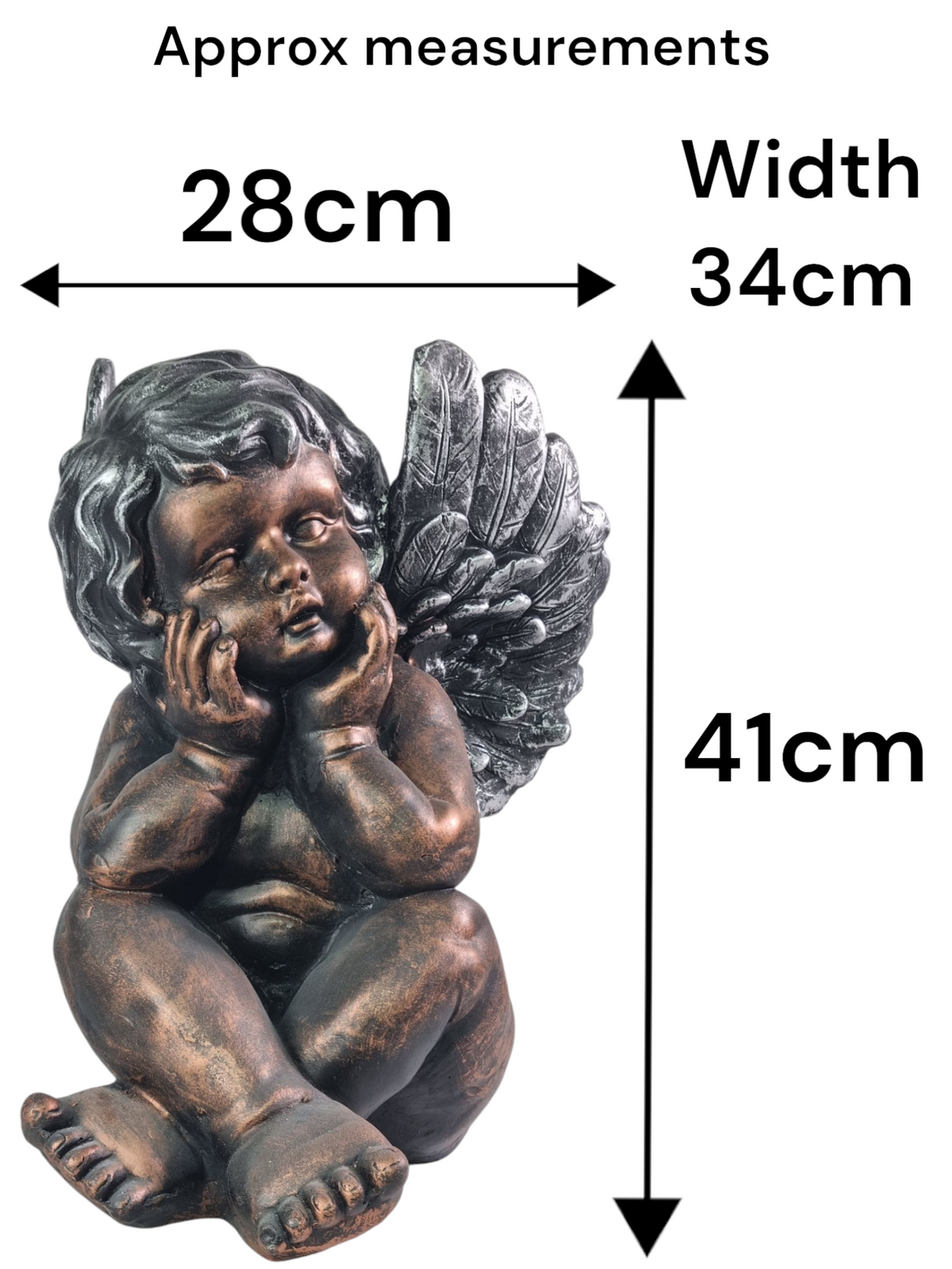 Bronze Effect Cherub Angel Garden Statue Ornament