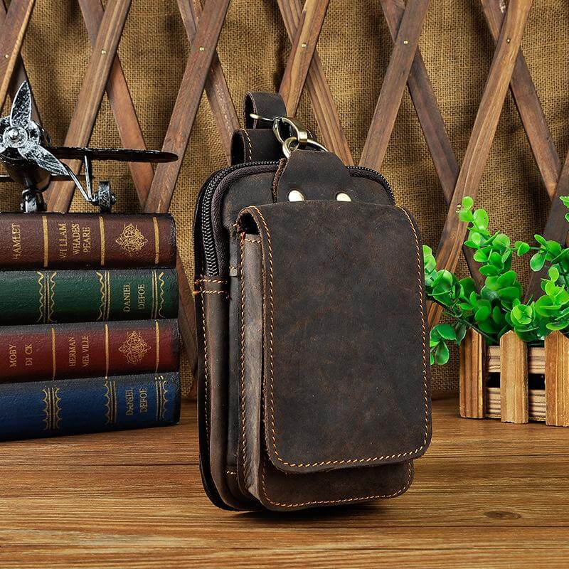 Genuine Leather Men's Waist Pack – Brown