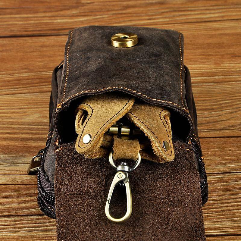 Genuine Leather Men's Waist Pack – Brown