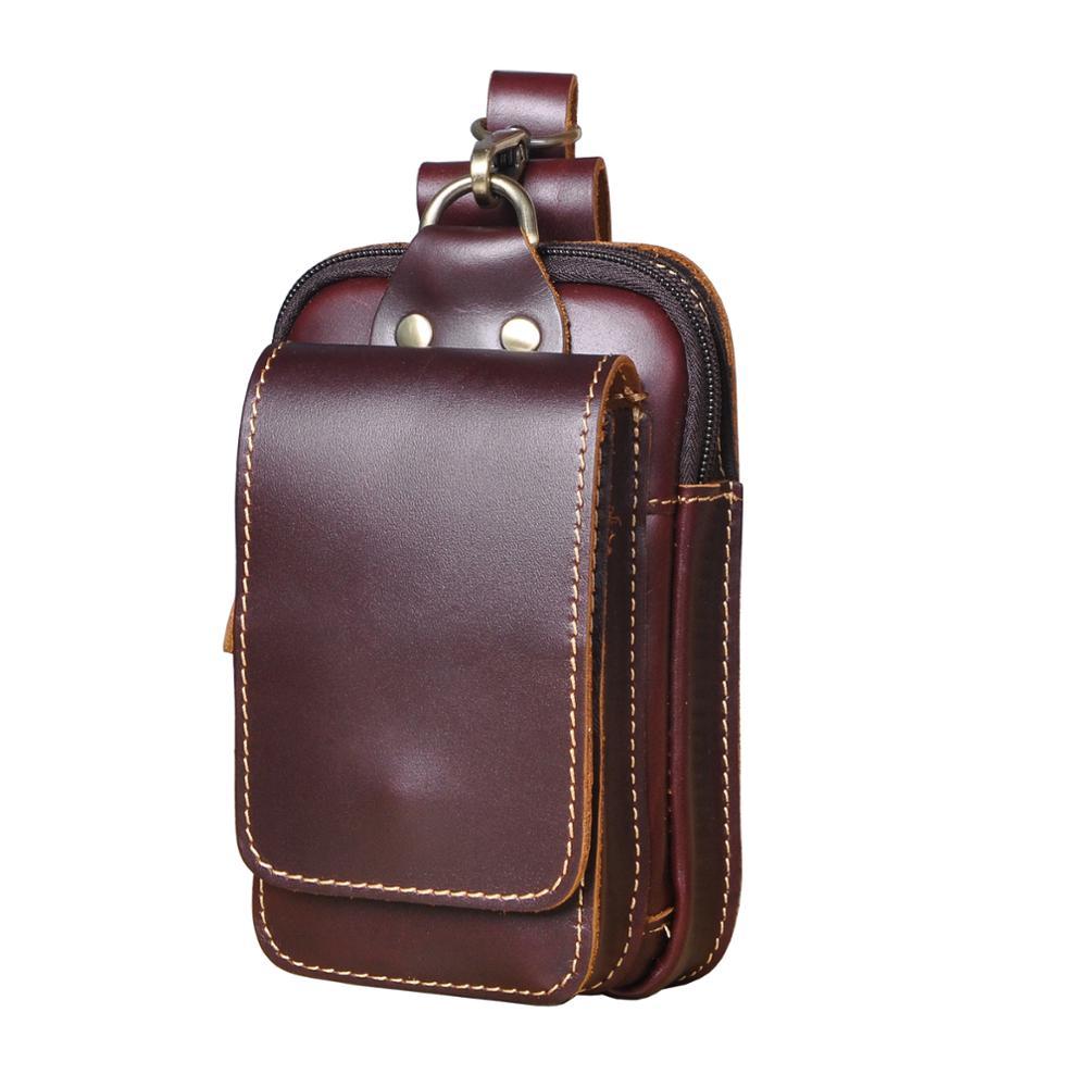 Genuine Leather Men's Waist Pack – Adjustable Brown
