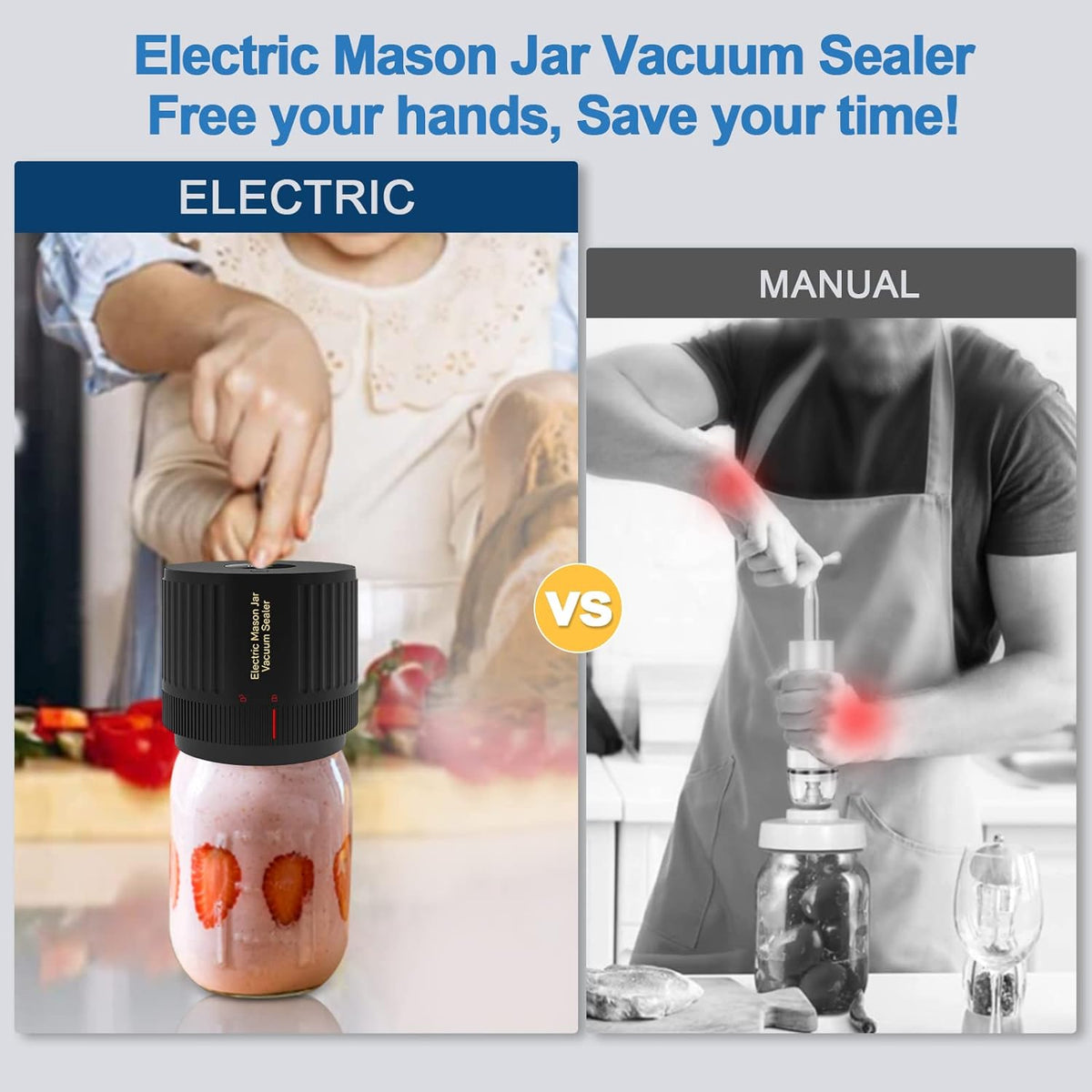 Electric Mason Jar Vacuum Sealer Kit for Fresh Food Storage
