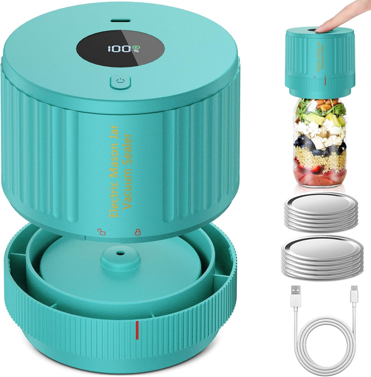 Electric Mason Jar Vacuum Sealer Kit for Fresh Food Storage